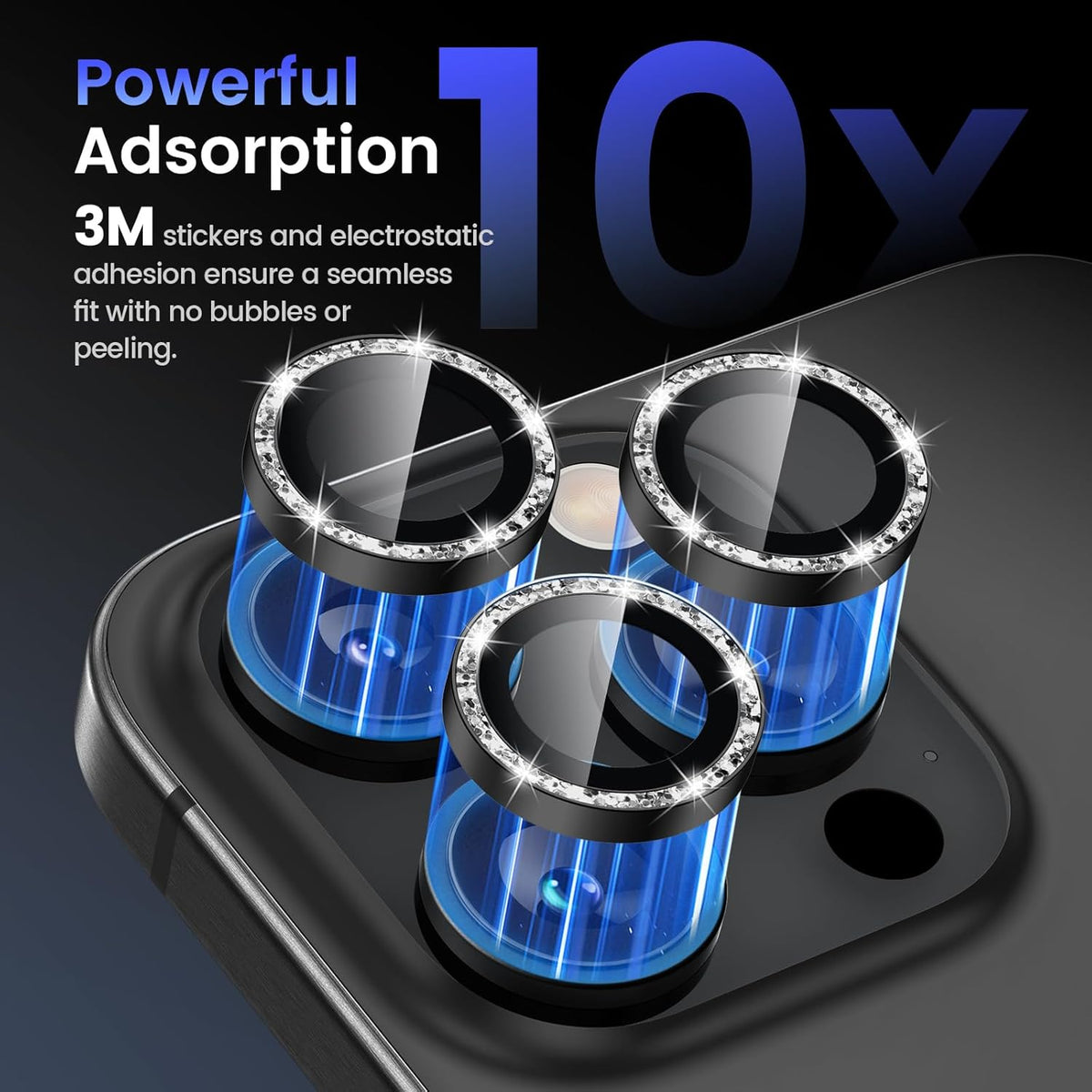 Tensea Camera Lens Protector Compatible for iPhone 16 Pro Max/16 Pro/14 Pro Max/14 Pro, Metal Aluminum Alloy Tempered Glass Cover Camera Screen Protector Accessories, Case Friendly