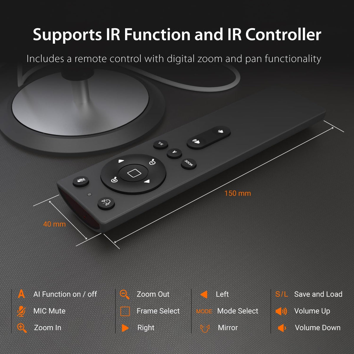 j5create 360 All Around AI-Powered Conference Room Camera with Speakerphone, Smart-Tracking, Auto-Framing, Include a Remote Control (JVU368)