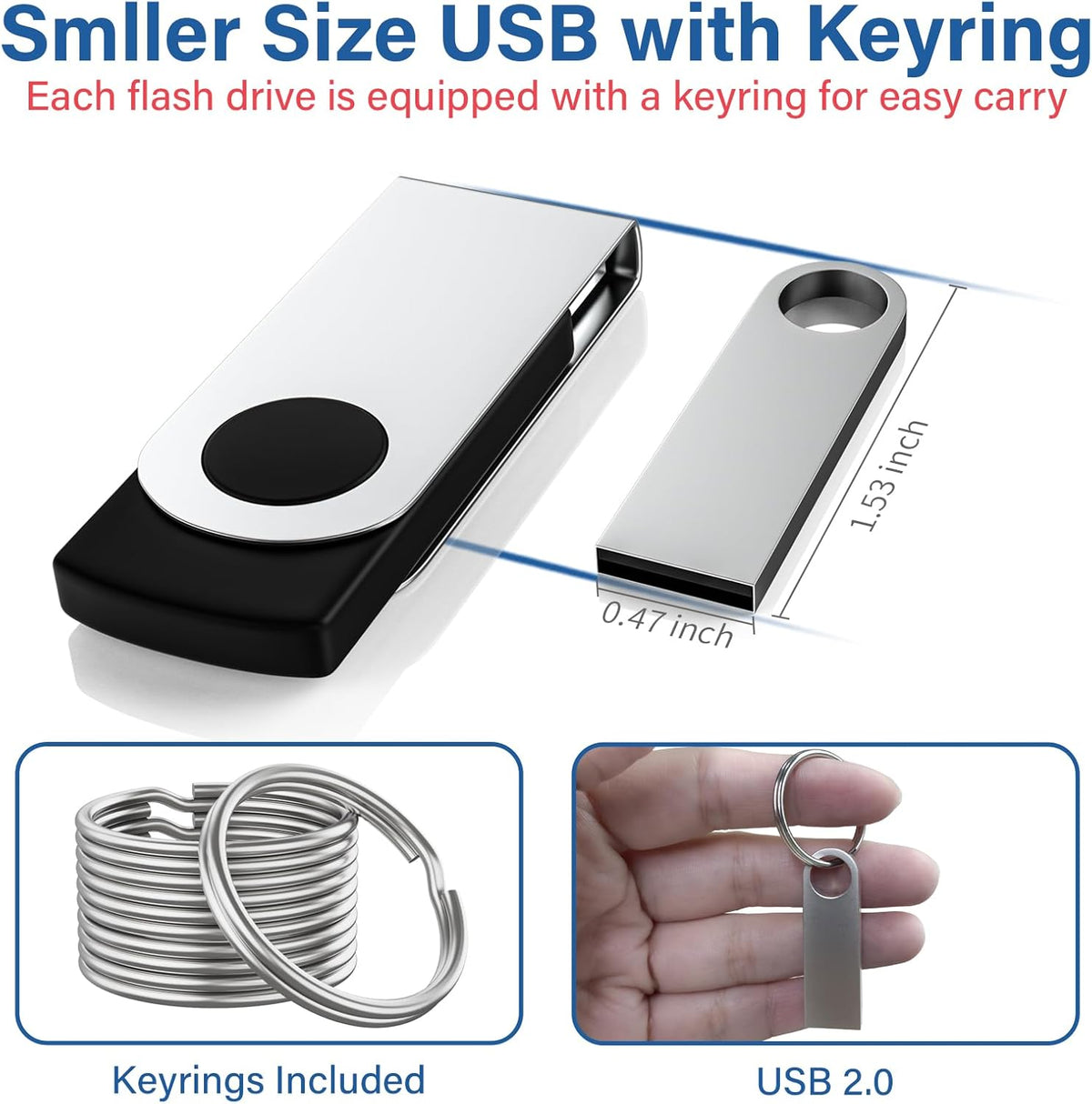 16GB USB Flash Drive 20 Pack, Wooolken Sleek Metal Thumb Drives with Keychains Swivel Memory Stick Pendrive USB 2.0 Jump Zip Drive USB Stick(Gold)