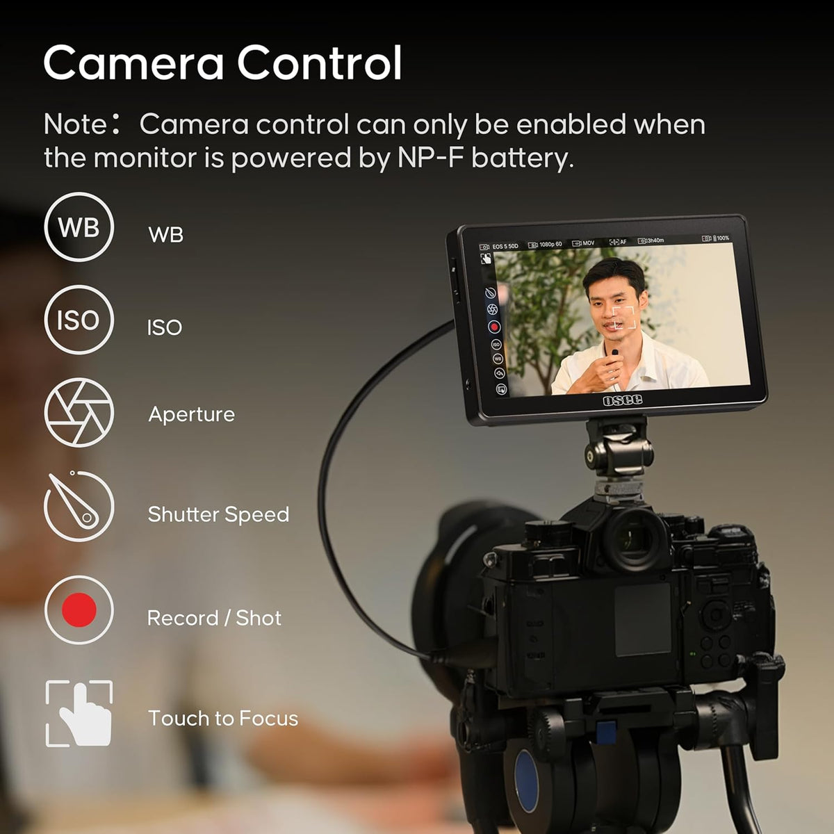Osee G7 Pro 7 Inch Touchscreen Camera Monitor, 3000Nits HDR Field Monitor with Camera Control, Touch to Focus DSLR Monitor with 3G-SDI 4K HDMI in/Out, 3D-LUT New UI Flexible Power Supply