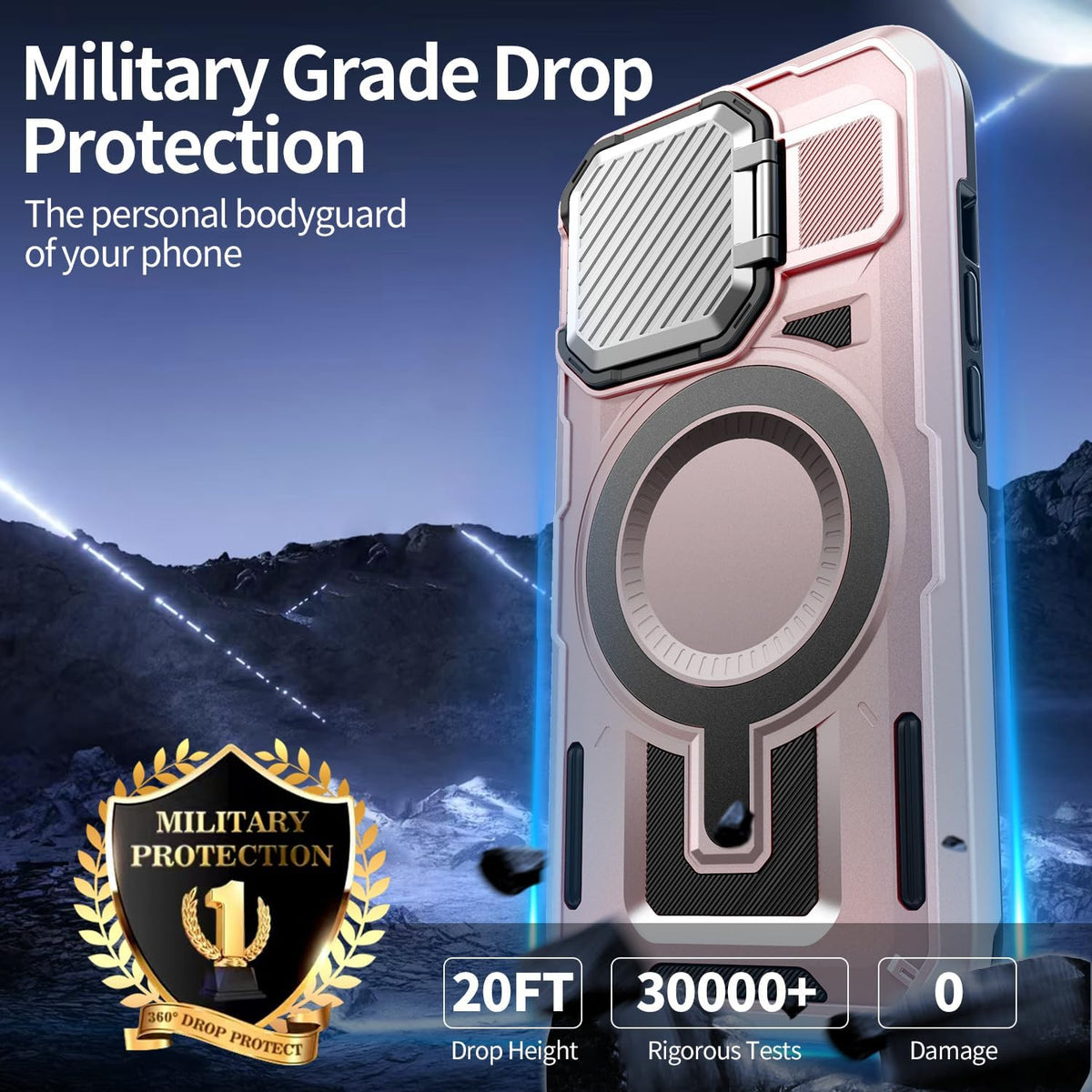 Camera Stand Case for iPhone 14 Pro Max, [Compatible with Mag Safe] [Lens Cover] 2024 Version Military Grade Protective Soft Case for iPhone 14 Pro Max 6.7 inch Men Women, Pink