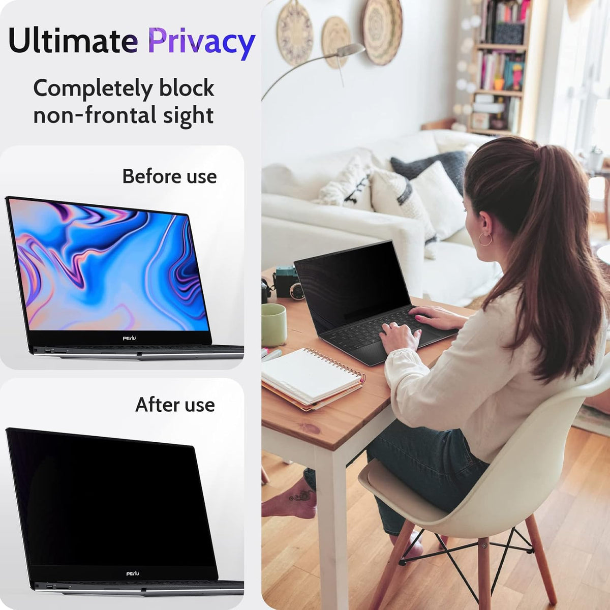 14 Inch Laptop Privacy Screen for 16:9 Computer Monitor, Anti Glare Blue Light Filter Protector, Removable 14inch Security Shield Compatible With Lenovo Hp Dell Acer Asus Thinkpad Envy Xps