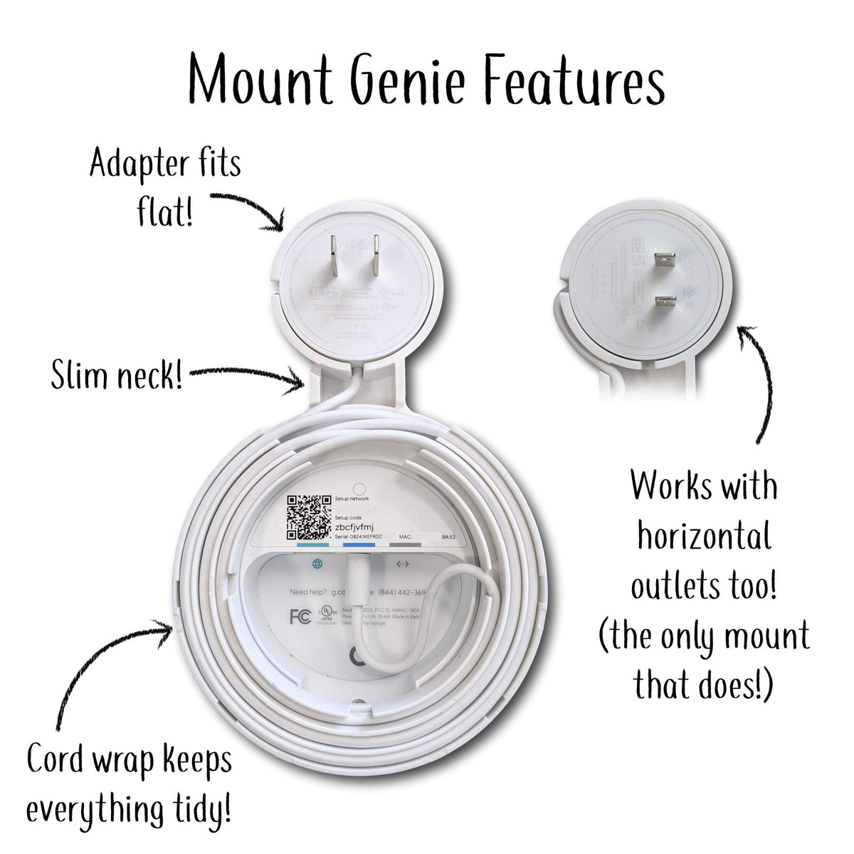 Google WiFi Outlet Holder Mount: [NEW 2020 - Present Version - Round Plug] The Simplest Wall Mount Holder Stand Bracket for Google WiFi Routers