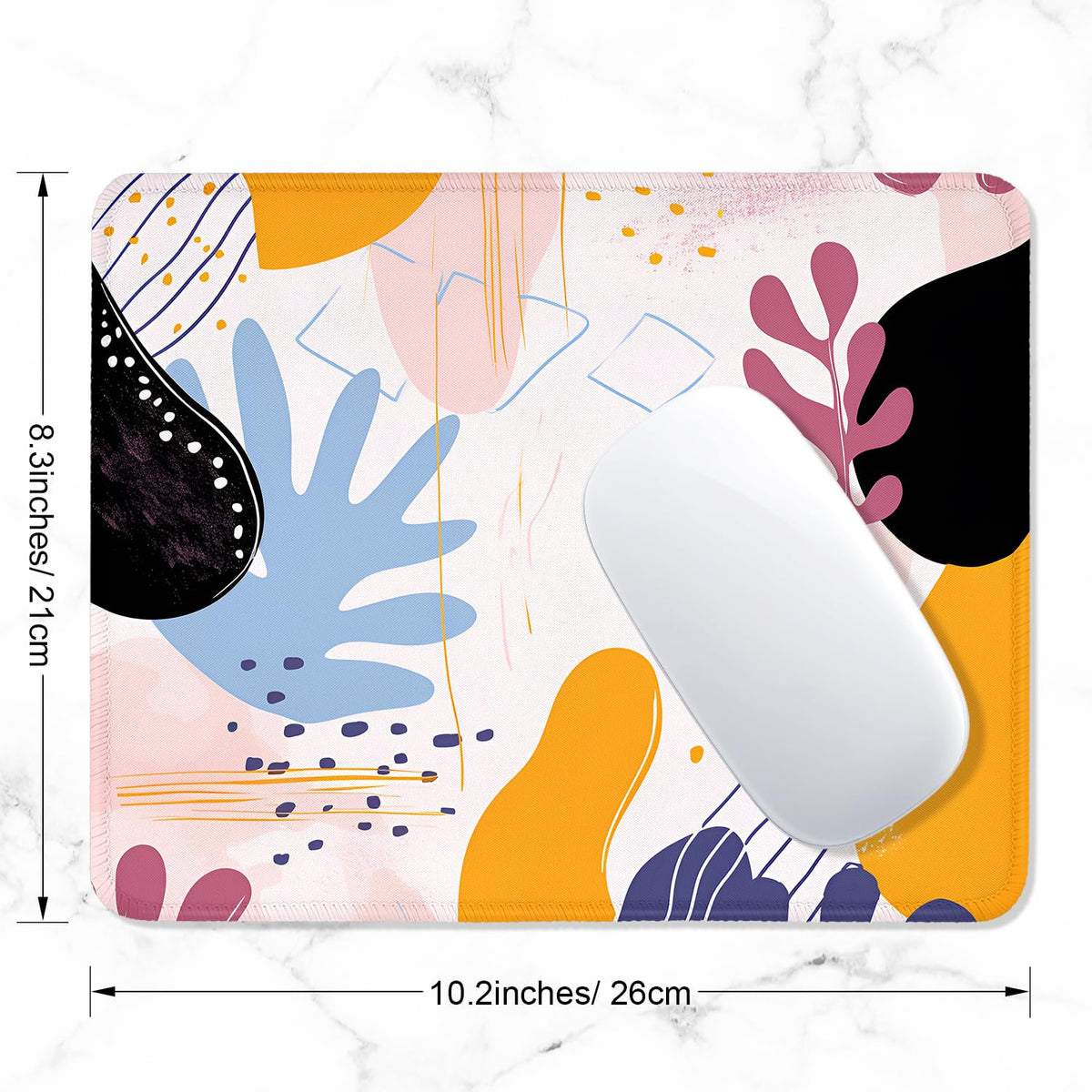 ITNRSIIET Mouse Pad with Stitched Edge Premium Textured Smooth Precise Operation Waterproof Washable Non-Slip Rubber Base Desktop Protection Mat, 10.2×8.3×0.12 inches, Art Style Pattern
