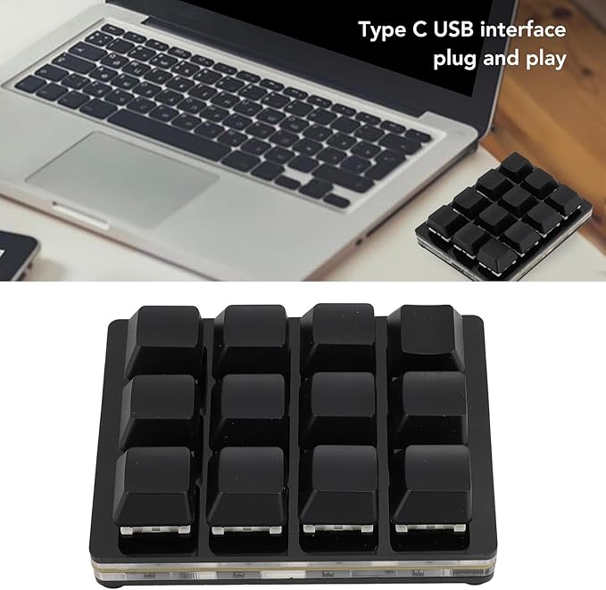 12 Key Mechanical Gaming Keyboard Mini USB Wired RGB Red Switch Programmable Macro Keyboard One Handed Mechanical Keyboard Hot Swappable Keyboard Macro Keypad for Home Office