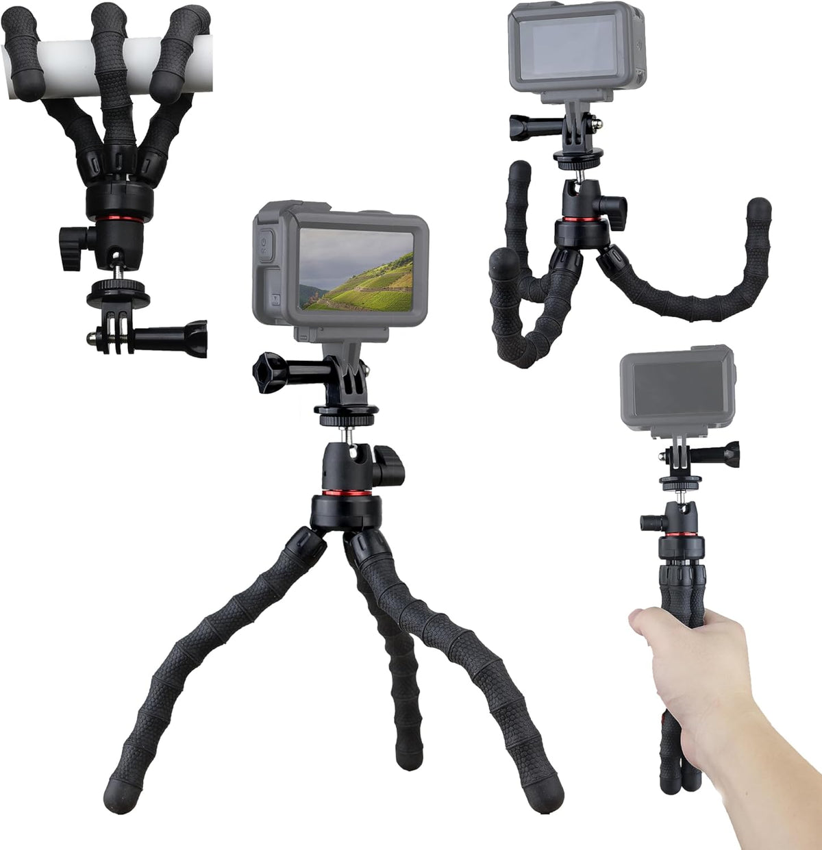 Hocoder 13, 12, 11,10, 9 360 Flexible Camera Tripod Compatible with GoPro Hero Bendable Tripod Rotation Mount Stand
