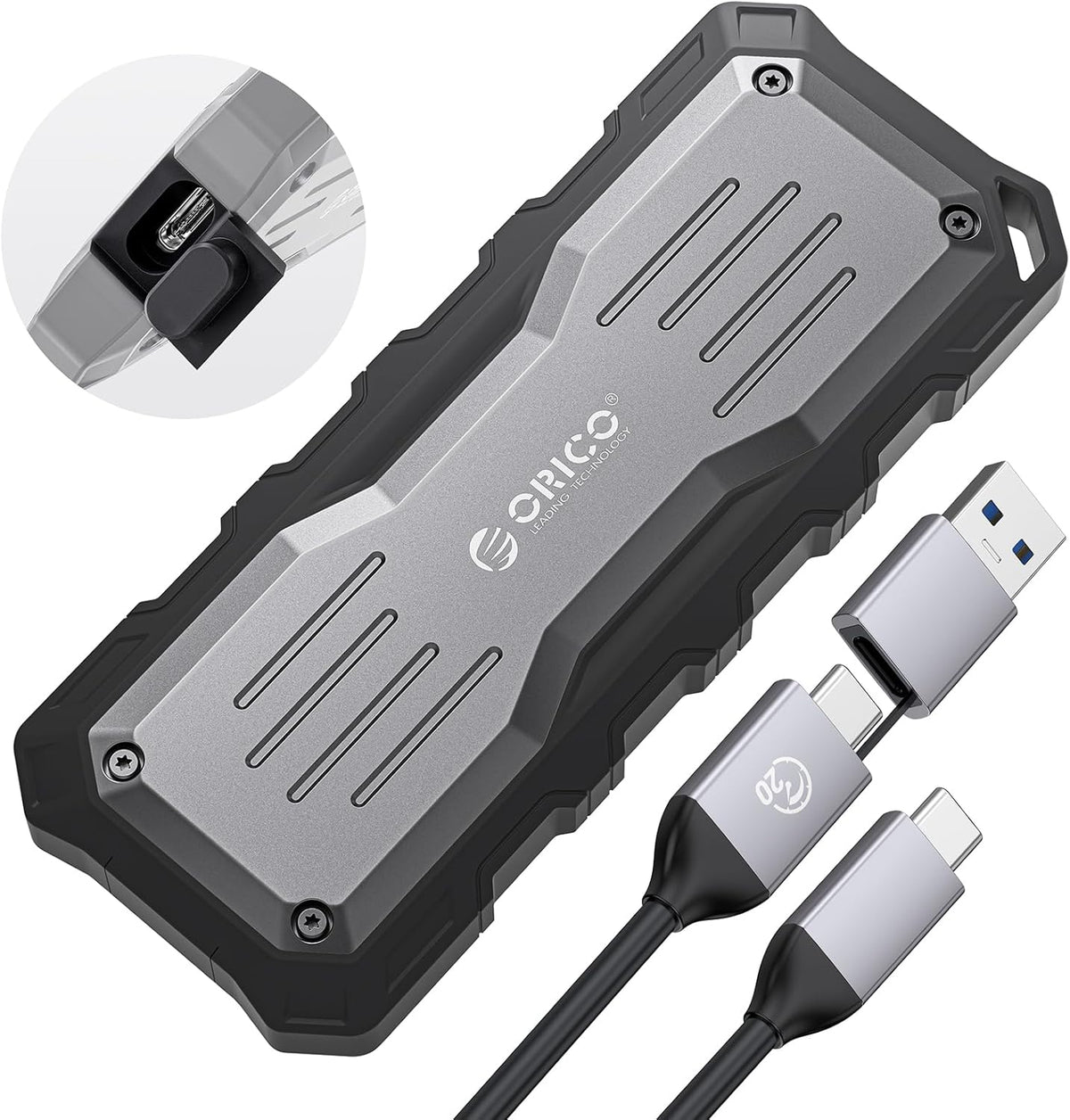 ORICO 512GB External SSD Up to 2000MB/s, Interface Extra Protection, Waterproof and Dust-Proof, Rugged and Reliable Outdoor Portable Solid State Drives for Action Camera, Smartphone, Laptop - O20