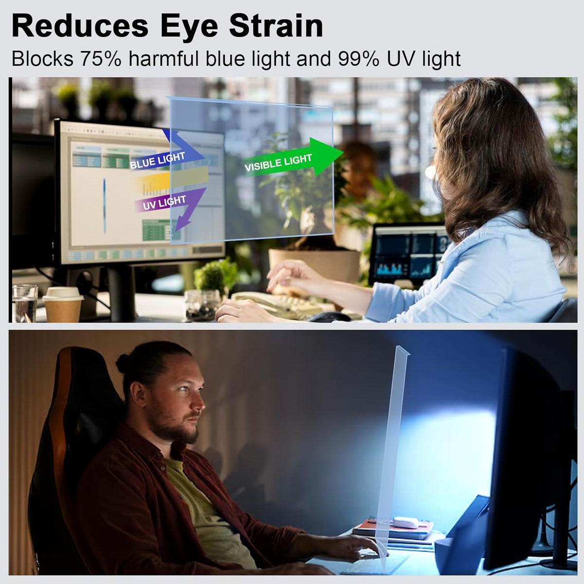 27-28 Inch Blue Light Filter for Computer Monitor, Computer Screen Blue Light Blocker Panel (24.8''x14.6'') for Widescreen Desktop LCD TV PC Monitor, HD Not Anti-Glare