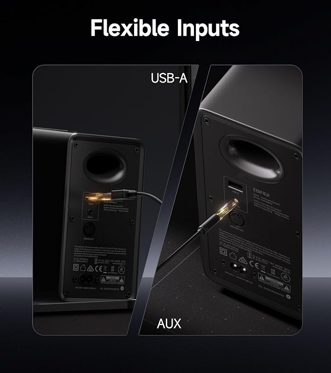 Edifier QR30 2.0 Desktop Active Speaker Compact Bluetooth V5.4 Computer Speakers Wireless Bookshelf Speaker 30W (RMS) 3.5mm AUX &amp USB-A Wired Input Dynamic Light Effects App Control Black