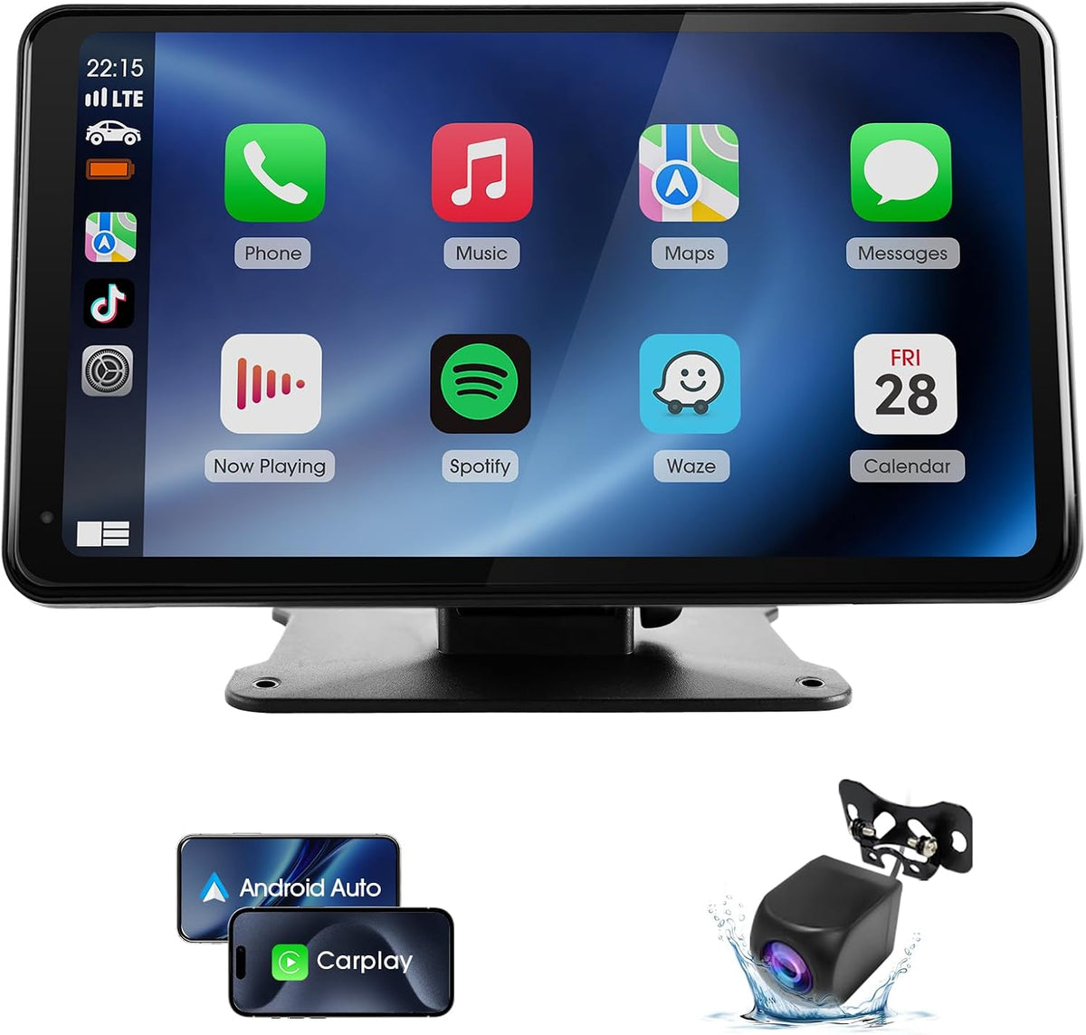 7" 7" Haudio Portable Wireless CarPlay & Android Auto Car Stereo with Backup Camera, HD Touch Screen, GPS, Voice