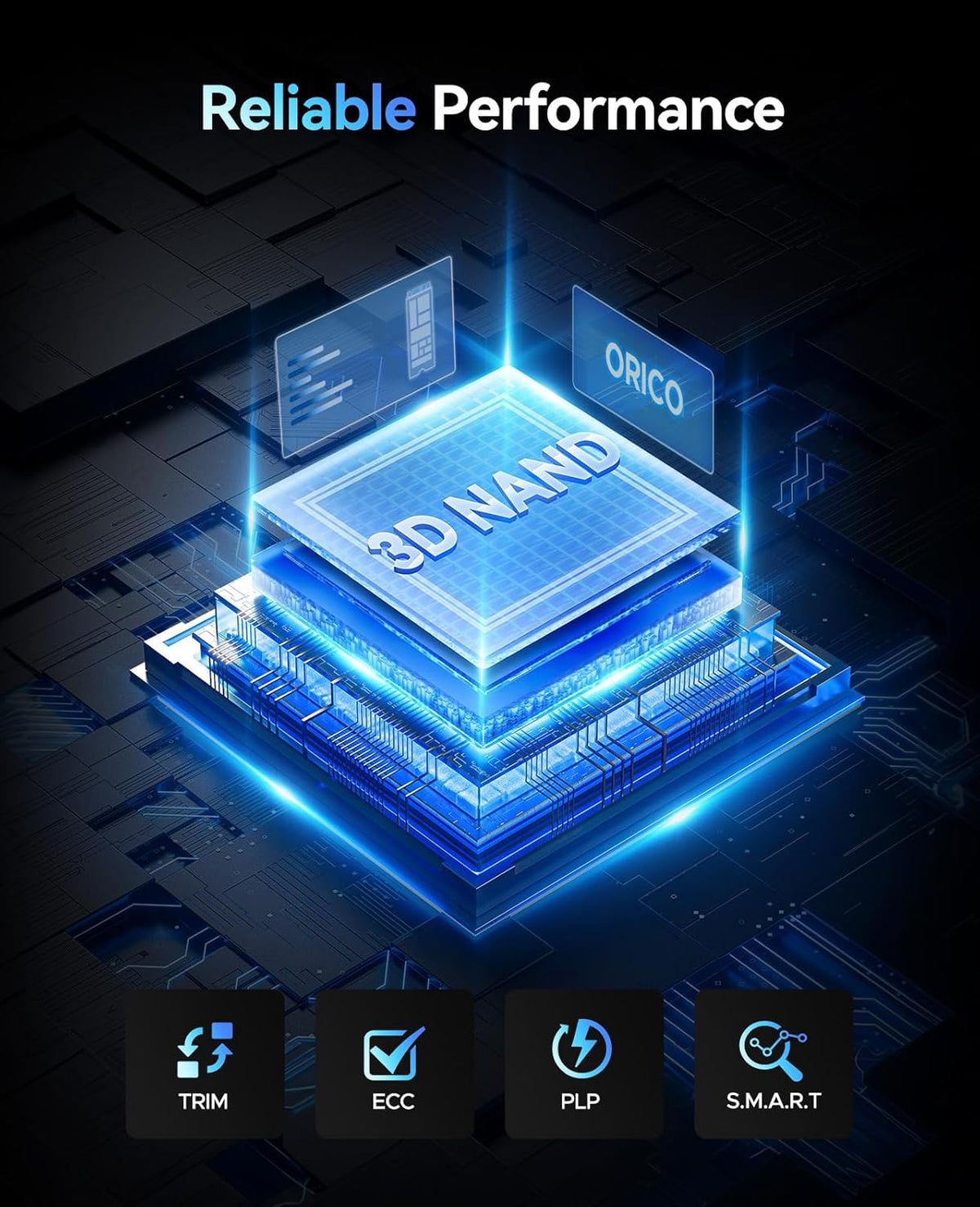 ORICO 512GB M.2 NVMe SSD, PCIe Gen3x4 M2 2280 SSD, Up to 2800MB/s Read & 1300MB/s Write, 3D NAND Flash Internal Solid State Drive with SLC Cache, Compatible with Laptops PC Desktops-e3500