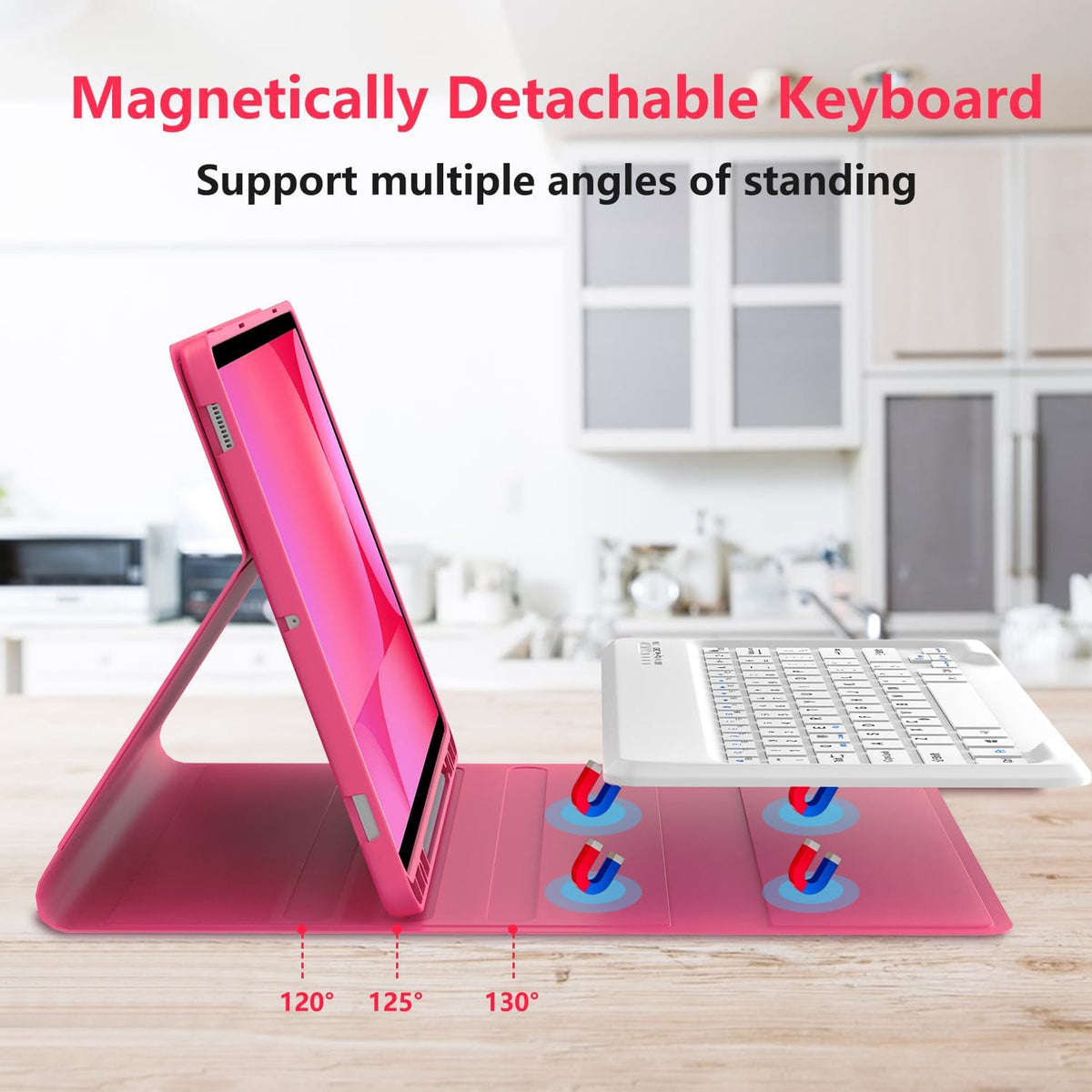 Galaxy Tab S9 FE+/ S9+ /S10+ 12.4 Inch Case with Keyboard, Detachable Bluetooth Keyboard with Pen Holder for Samsung Tab S10+ Plus/S9+ Plus/S9 FE+ Plus 5G 12.4", Pink