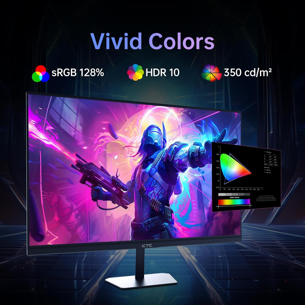 KTC 24.5'' Gaming Monitor 180Hz FHD,Fast IPS 1080P 1 ms, 128% sRGB HDR10,Freesync HDMI x 2 /DP x 1 VESA Tilt Adjustable Xbox PS5 Switch (HDMI Cable Included)