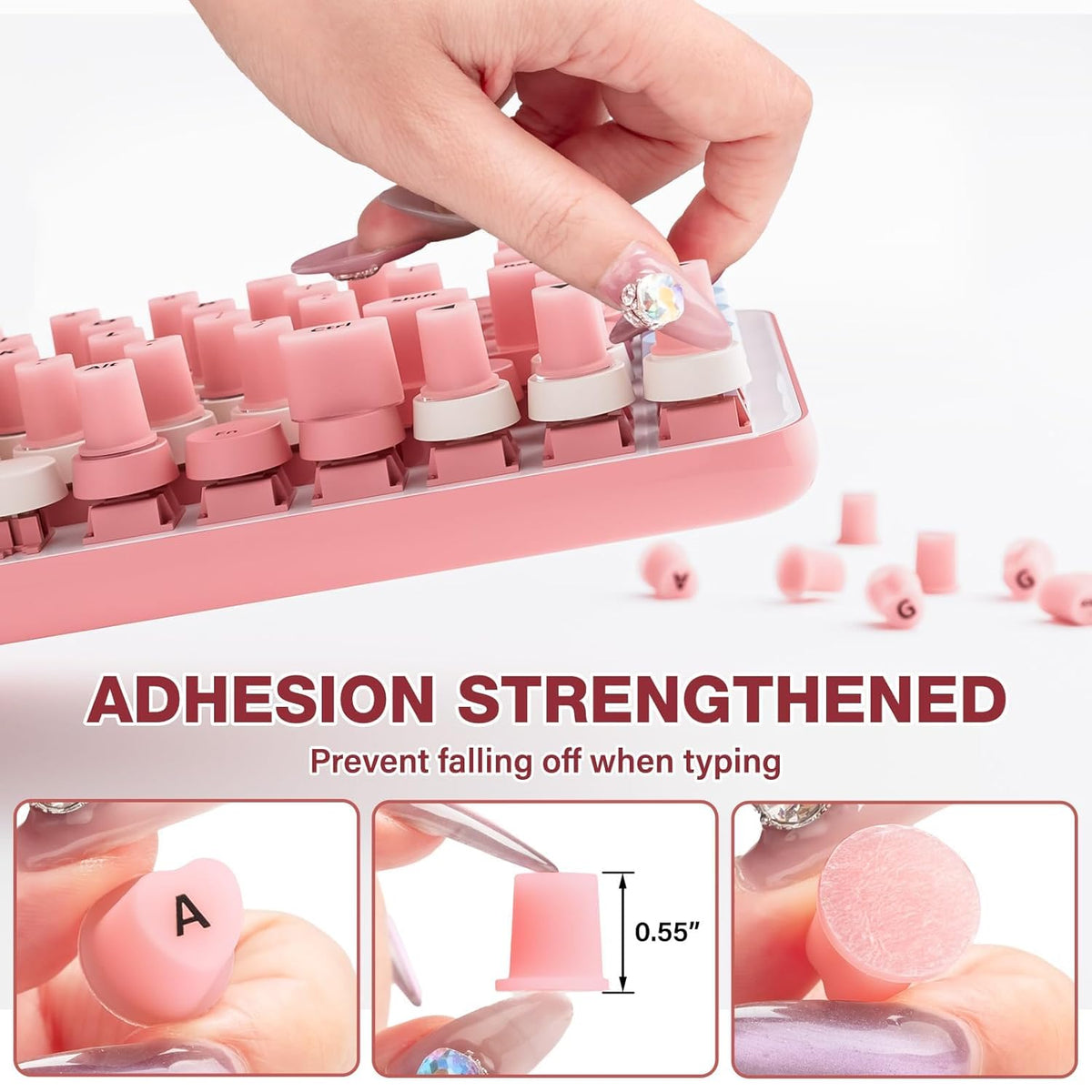 70PCS Raised Keyboard Stickers for Long Nails, Universal Nail Art Keyboard Bubbles, Self-Adhesive Keyboards for Long
