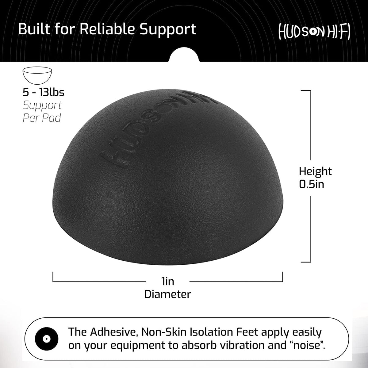 Silicone Speaker Isolation Feet (4-Pack, 1") – Non-Skid Adhesive Pads for Turntable, Subwoofer & Audio Gear – Anti-Vibration Damping, 20 Duro Rubber