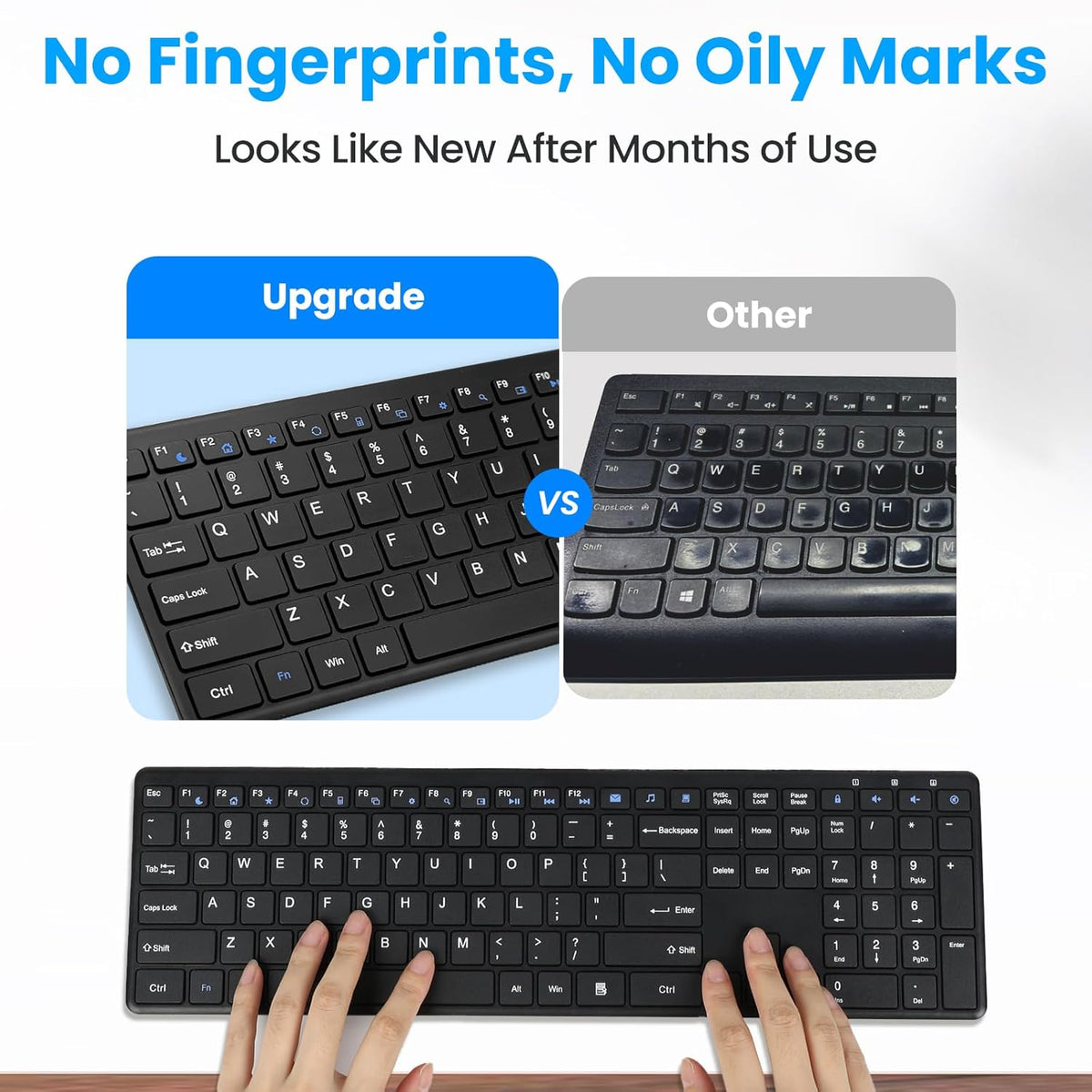 INFINMIND Keyboard-2.4G Keyboard,19 Wireless USB Ultra Slim Quiet Full Size Matte PC Computer Multimedia Keys,Number