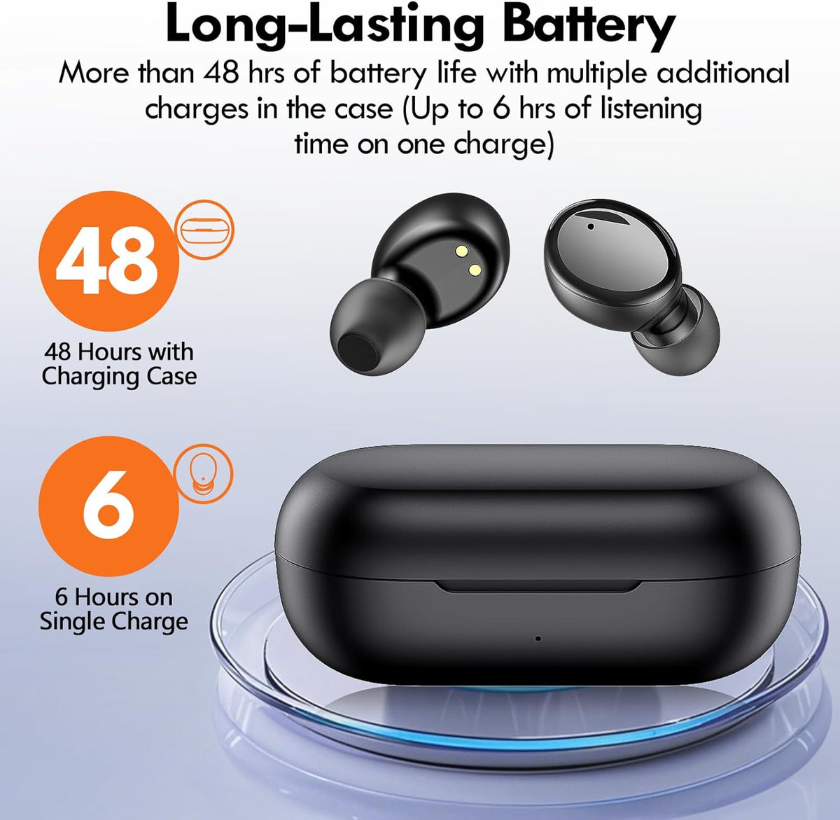 5.4 48H Lanteso True Wireless Bluetooth Earbuds, Playtime, Light Weight in Ear Headphones with Built in Mic, Premium