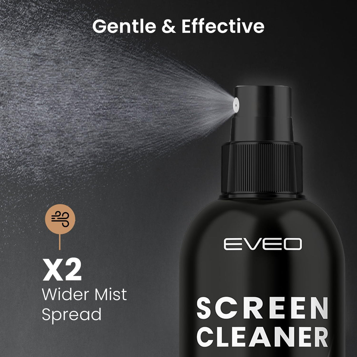 EVEO 2 (2oz) Screen Cleaner Spray and Wipe - TV screen cleaner spray and Microfiber cloths, Computer Screen Cleaner, TV