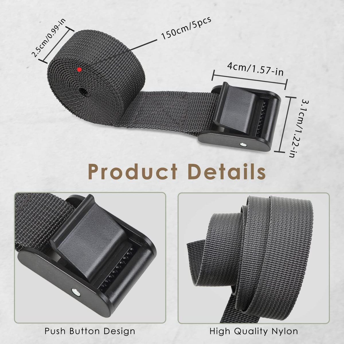 Folgtek 5pcs Trail Camera Straps Game Camera Tree Mounting Straps Portable UV Resistant and Foldable Nylon Fiber Belt, Hunting Camera Tree Strap Belts