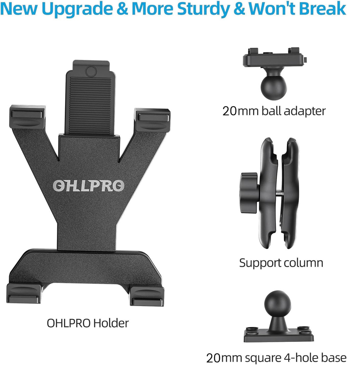 OHLPRO Heavy Duty Drill Base Tablet Holder Car Mount, iPad Mount for Truck Compatible with 7"-13" Tablets, Adjustable Angle, Sturdy Design, Ideal for Cars,Wall, Commercial Vehicles - Includes Screws