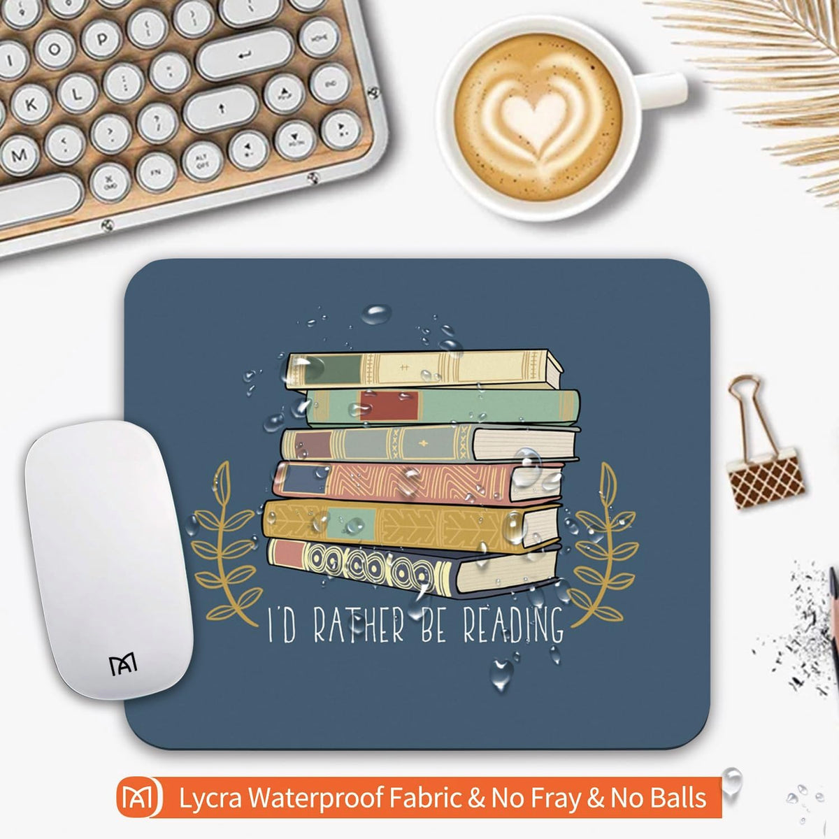 Square Mouse Pad Books, Personalized Premium-Textured Custom Mouse Mat Design, Washable Mousepad Cloth, Non-Slip Rubber Base Computer Mouse Pads for Wireless Mouse