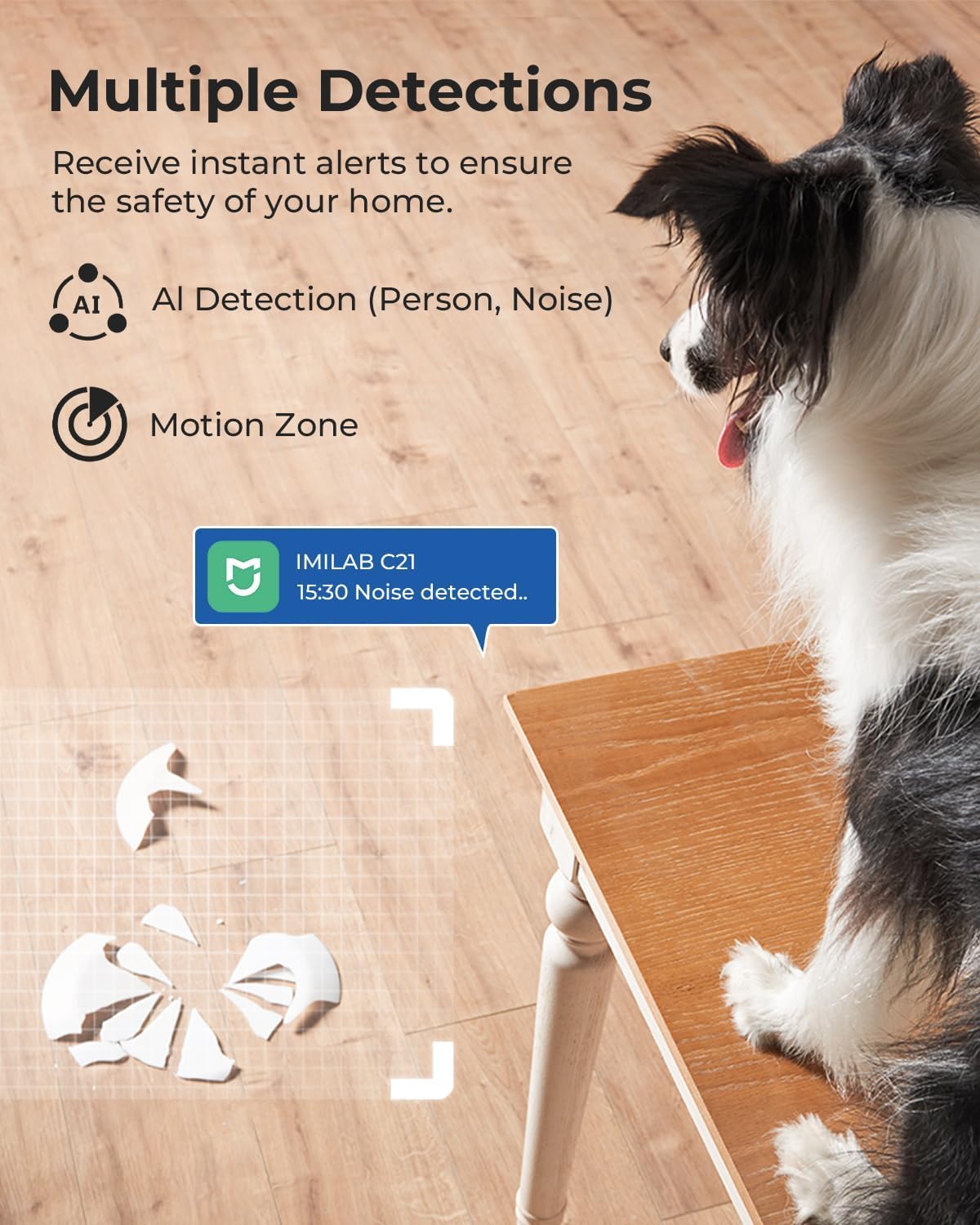 IMILAB C21 2.5K 360 2.4GHz Security Camera Indoor, View Room Camera for Bedroom, Dog Cat Cam w/Phone App, Indoor Cam