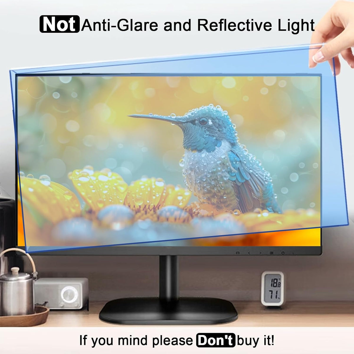 27-28 Inch Blue Light Filter for Computer Monitor, Computer Screen Blue Light Blocker Panel (24.8''x14.6'') for Widescreen Desktop LCD TV PC Monitor, HD Not Anti-Glare