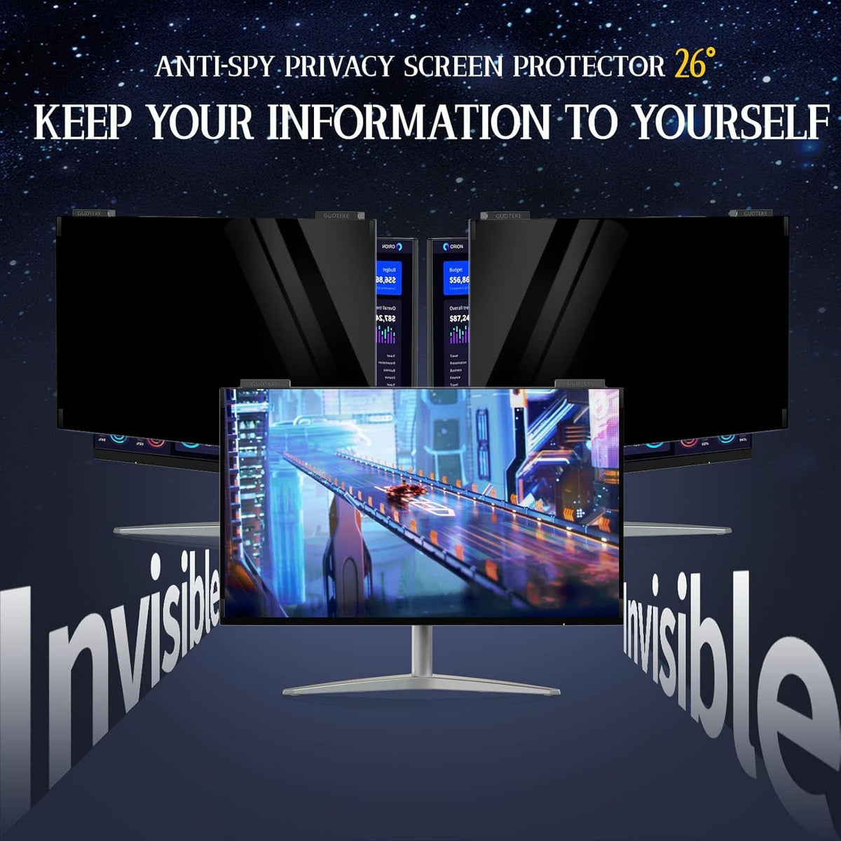 Magnetic Computer Privacy Screen 24 inch, Hanging Privacy Screen for Computer Monitor for 16:9 Frameless Monitor, Eye Protection Anti Glare Anti Blue Light Filter