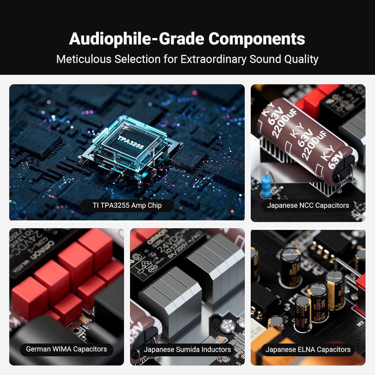 Fosi Audio ZA3 Balanced Stereo Amplifier Home Audio Component Mini 2 Channel Mono Amp TPA3255 for Subwoofer Desktop Home Theater Bookshelf Tower Floorstanding Passive Speakers with 48V Power Supply
