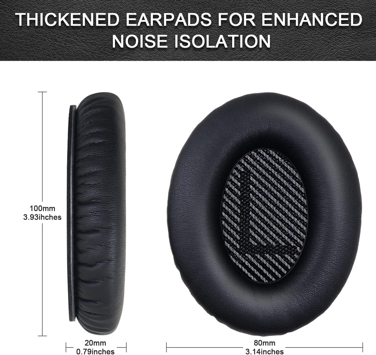 Replacement Ear Pads for Bose QuietComfort 35 35 II 15 25(qc 35 25 15/QC35 ii), Headphone Ear Covers, High Density Memory Cotton, Soft Leather, Adaptive Noise Isolation Headphones Pads Cushions