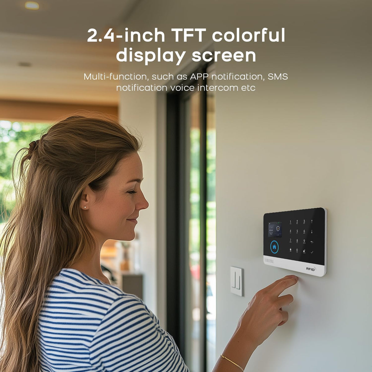 PGST Home Security Systems with LCD Touch Screen,Wireless 4G GSM Burglar Door Open Alarm System,120dB Siren,Motion Sensors,Tuya App Remote Control