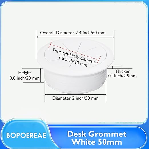 BOPOREAE 4 Pcs Desk Grommet 2" (50mm), Desk Hole Cover for Cables