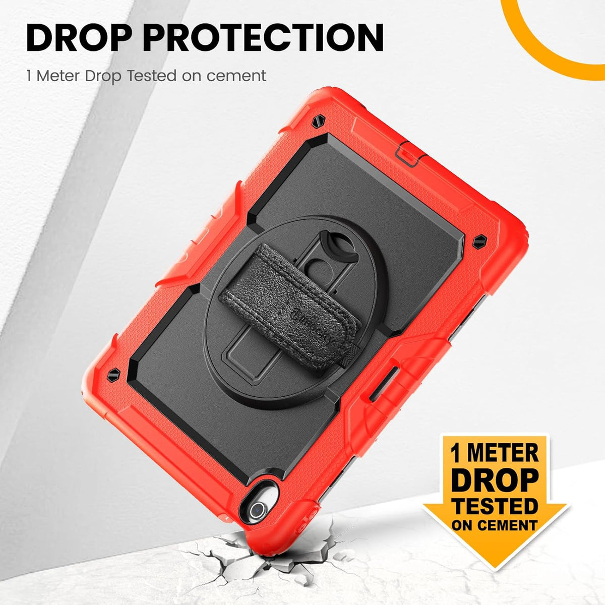 timecity for iPad (A16) 11th/ 10th Generation Case 11''/ 10.9 Inch (2025/2022) - Heavy Duty Protective Cover with Screen Protector, Stand, Shoulder Strap & Pencil Holder | Kids-Friendly - Red
