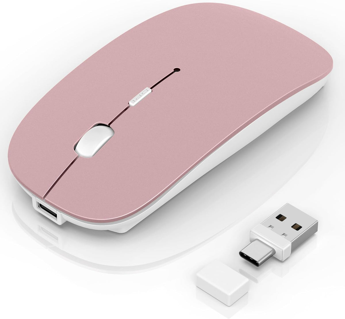 Gizdot 5.2/2.4G 3-Level Wireless Mouse for Laptop/MacBook Air/Pro & iPad, Mouse Jiggler Mode Bluetooth Rechargeable