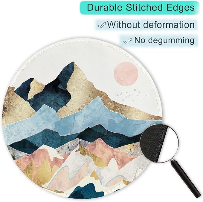 ITNRSIIET Round Mouse Pad with Stitched Edge Premium-Textured Waterproof Non-Slip Rubber Base Desktop Protection Mat Diameter 8.7 inches, Sunrise