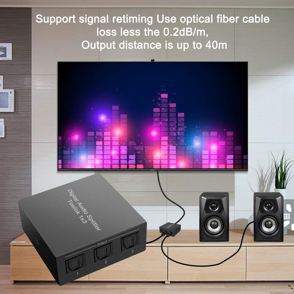3 1 3 LPCM 2.0/DTS/Dolby PS4, Port Toslink Splitter, Digital Optical Audio Splitter Input Output, SPDIF Toslink Fiber