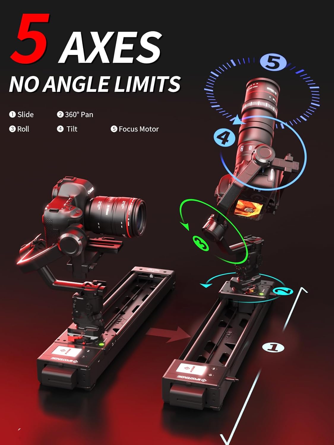 IFOOTAGE Shark Slider Nano II 660 Motorized Camera Slider - 26" Multi-Axis Pan Slider for DJI RS 2/RS3 Pro/RS 4/RS 4 Pro Gimbals, 15.4lbs Payload, 360° Panoramic, 6 Modes, Phone/Camera Compatible