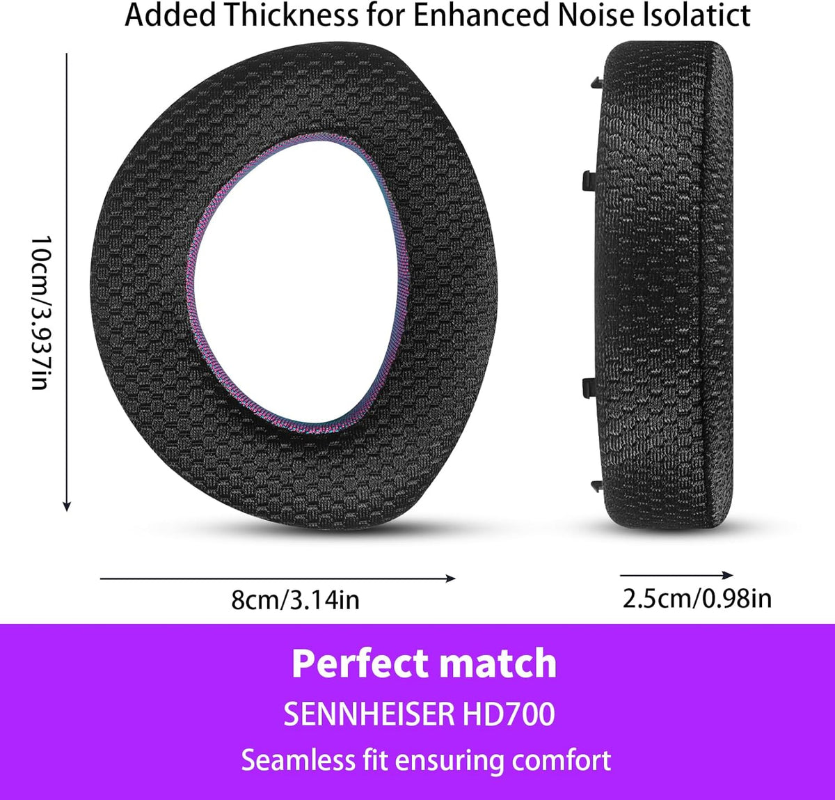 Breathable Mesh Replacement Earpads for SENNHEISER HD700 - Breathable Black/Purple Ear Pads