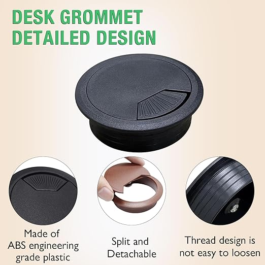 EASYEAH 5 Pcs Desk Grommet 2-1/16" / 53 mm, Desk Cord Hole Cover, Cable Grommet ABS Plastic, Desk Hole Grommet for Home & Office Pc, Detachable Adjustable Cable Cord Organizer-White