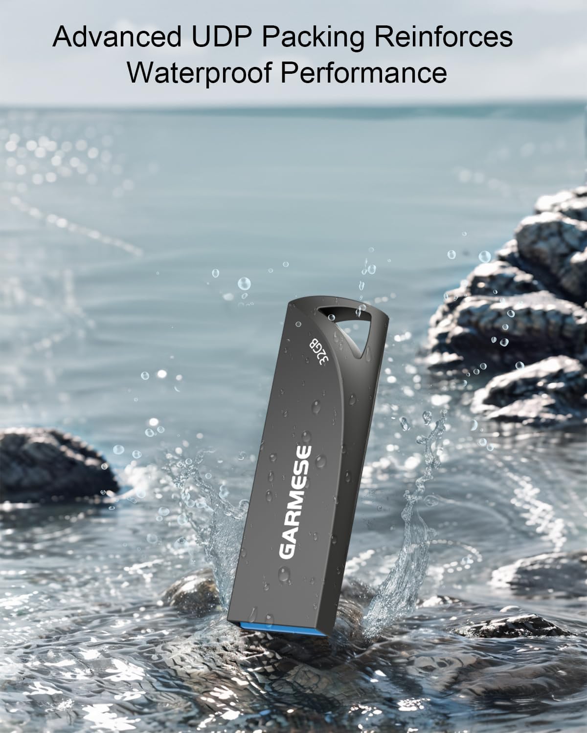 32GB USB 3.0 Flash Drive, 5-Pack Waterproof Metal USB Memory Stick, Slim Thumb Drive Portable Pen Drive with Keychain Hole Stylish Jump Drive for Computer/Car/Smart TV
