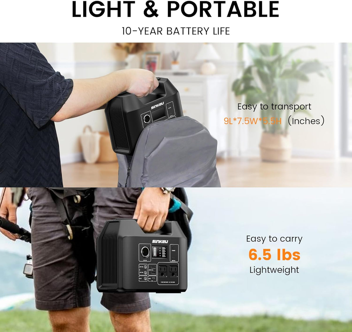 SinKeu Portable Power Station 80000mAh,256Wh LiFePO4 Battery Backup,300W AC Outlets, Power Bank for Hurricane Emergency Outdoor Camping RVs Home
