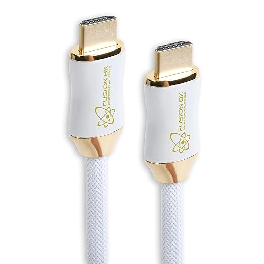 Fusion8K White HDMI 2.1 Cable 3ft - Certified 48Gbps 8K@60Hz 4K@120Hz 10K | HDR Dolby Vision eARC | Braided Cord for PS5 Xbox Series X Apple TV 4K