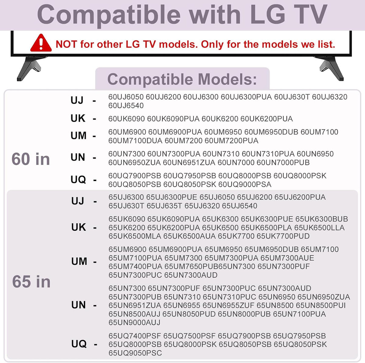Dinghosen 60 65 60UQ7950 60UQ8000 60UJ6050 60UK6090 60UM6900 60UN7300 65UJ6300 65UK6090 65UM6900 60UJ6200 60UJ6300