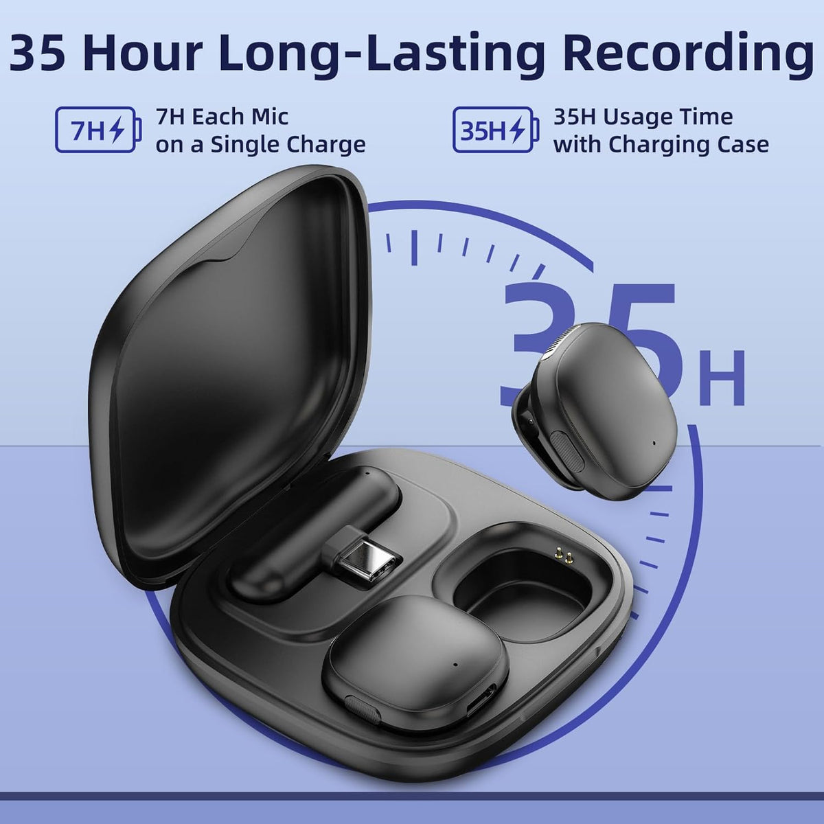 Wireless Microphone for iPhone 16 15 - Ai Noise Cancelling Mini Microphone USB C for Android Phone, Lavalier Mic with 35H Charging Case for Video Recording Vlogging YouTube Tiktok