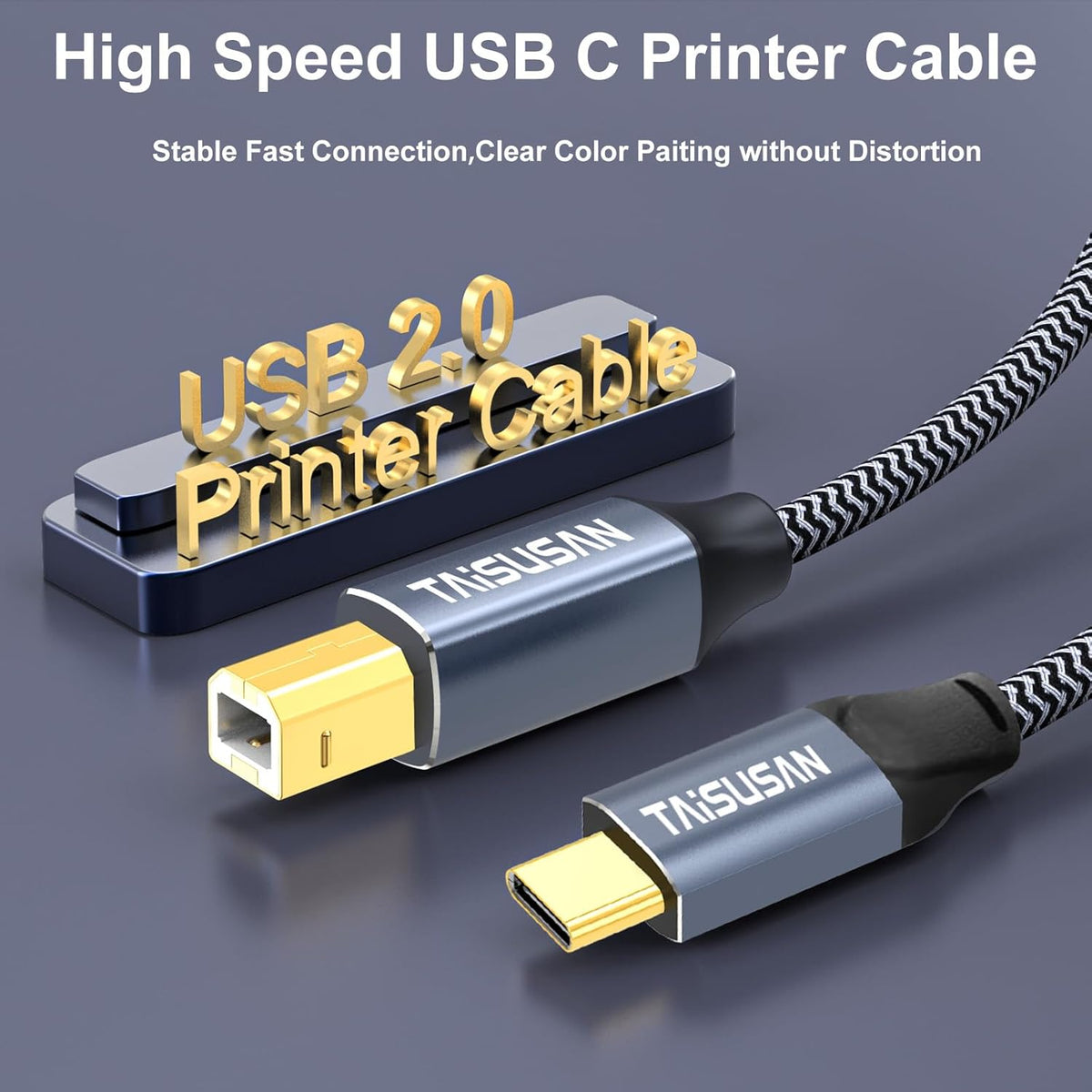 20ft, USB C Printer Cable Compatible With Keyboard, MacBook Pro/Air, Printers and Scanners - USB B to C MIDI Cable