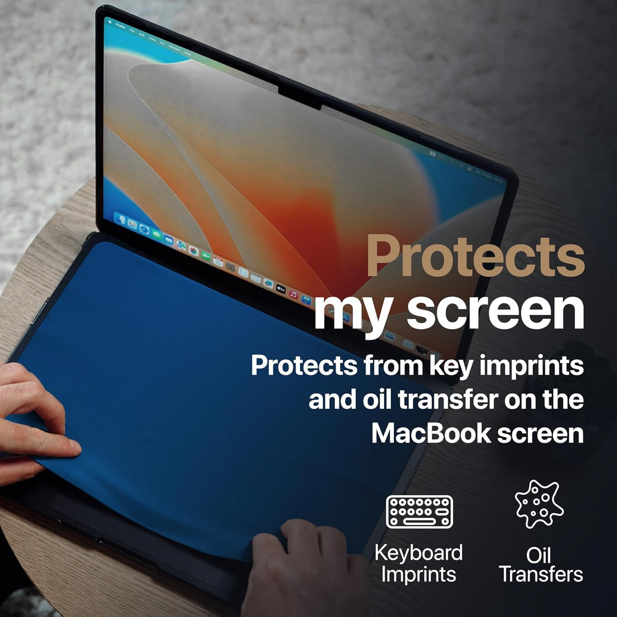Kuzy Premium Microfiber MacBook Screen Cleaner and Keyboard Protector - Anti-Imprint Laptop Cleaning Cloth for MacBook Pro 14" and MacBook Air 13", Scratch-Free, 11.5 x 7.5 inches, 1 Pack - Navy Blue
