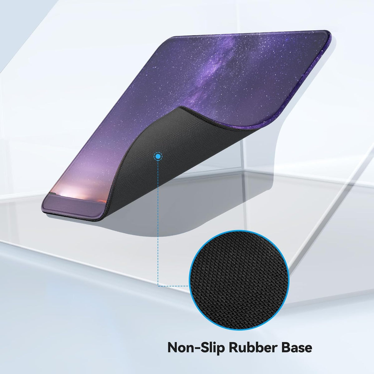 TECKNET Mouse Pad with Anti-fray Stitching, Waterproof Surface & Non-Slip Rubber Base with Stitched Edges Gaming Mouse Mat for Laptop，Compatible with Laser and Optical Mice- Dark Purple Galaxy
