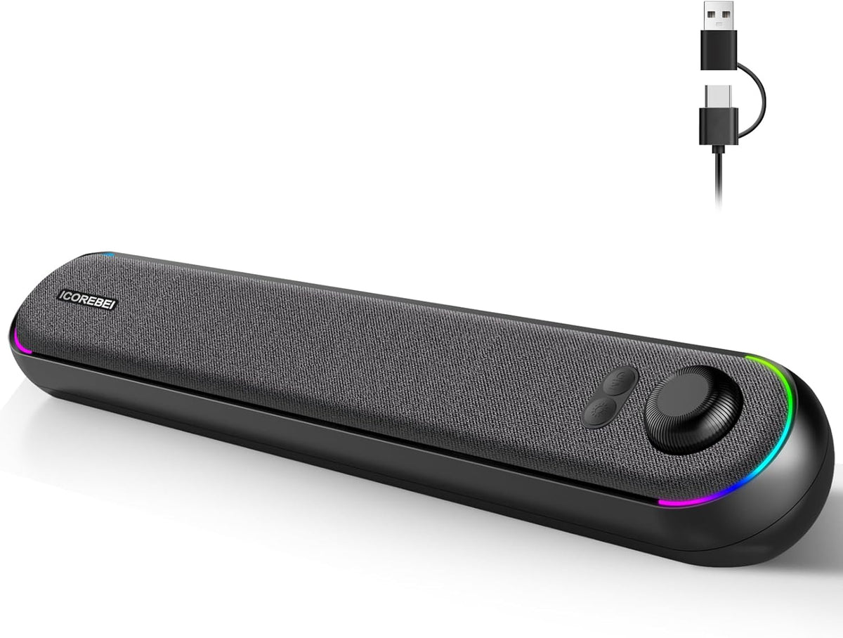 ICOREBEI 5.3, Desktop Computer Speakers, Stereo Soundbar, Bluetooth USB/USB-C Power and Audio Transmission
