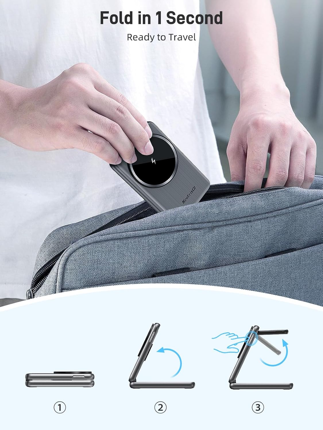 Magnetic Wireless Charger for Samsung, 3 in 1 Foldable MagSafe Charging Station for Galaxy S25 Ultra/S24/Z Fold7/Flip7/Buds, One-Click Ejection Charger Only for Samsung Galaxy Watch 8/Ultra/7