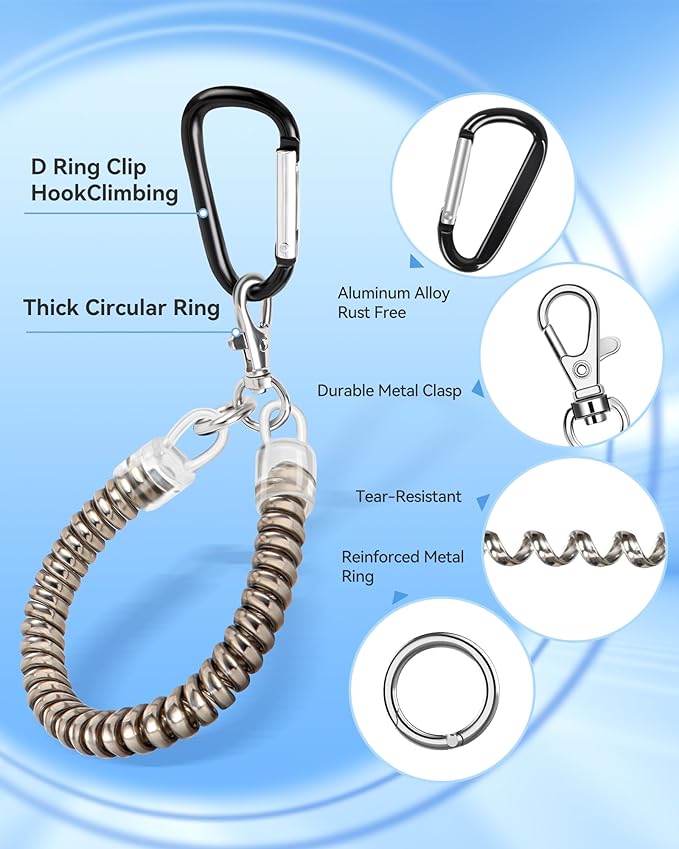 SHANSHUI Phone Lanyard Tether, Stretchy Phone Strap Patch Anchor Outdoor Climbing Hook Compatible for Most Smartphones - Sliver X2
